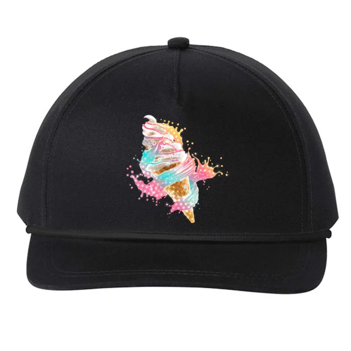 Fun Colorful Summer Time Vanilla Ice Cream Snapback Five-Panel Rope Hat