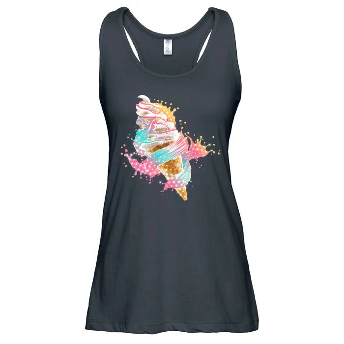 Fun Colorful Summer Time Vanilla Ice Cream Ladies Essential Flowy Tank