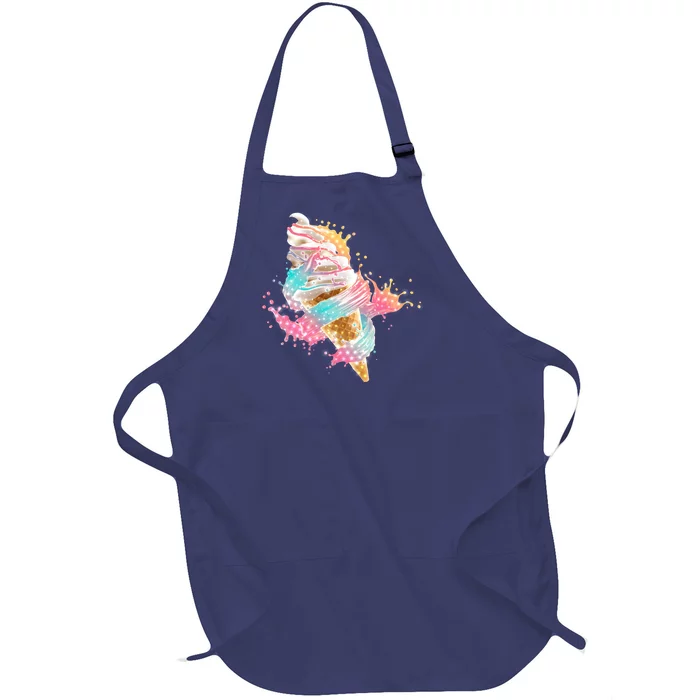 Fun Colorful Summer Time Vanilla Ice Cream Full-Length Apron With Pocket