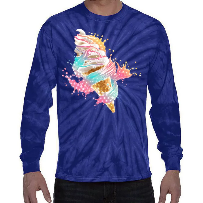 Fun Colorful Summer Time Vanilla Ice Cream Tie-Dye Long Sleeve Shirt