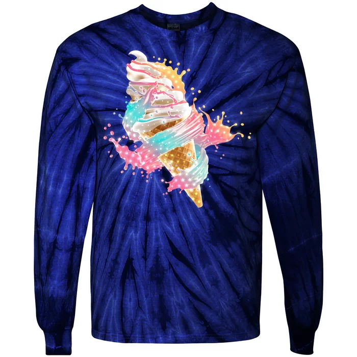 Fun Colorful Summer Time Vanilla Ice Cream Tie-Dye Long Sleeve Shirt