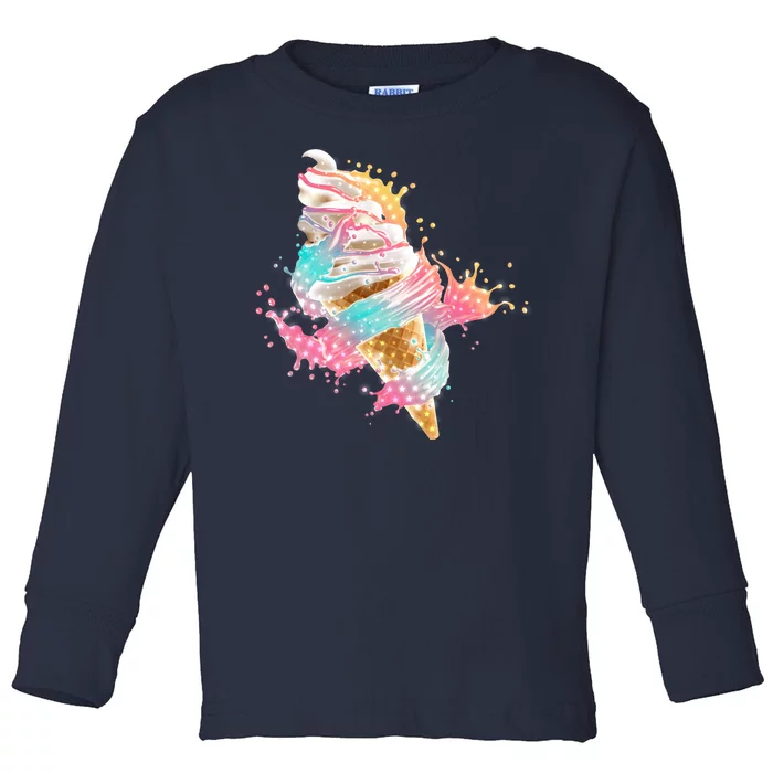 Fun Colorful Summer Time Vanilla Ice Cream Toddler Long Sleeve Shirt