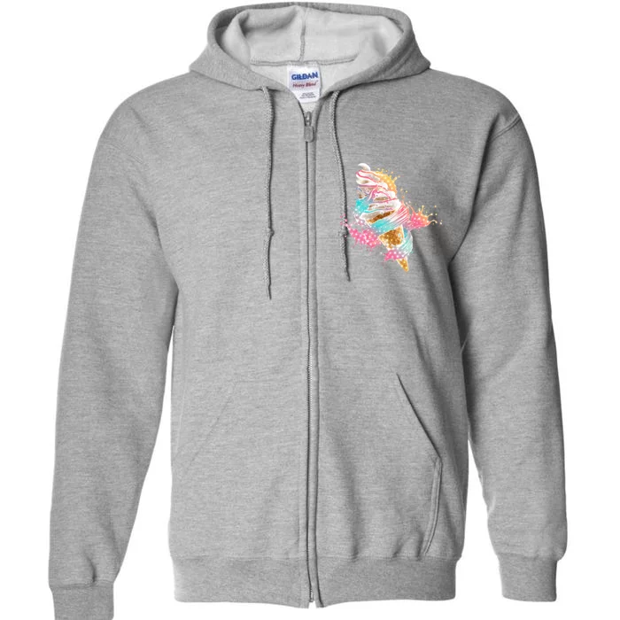 Fun Colorful Summer Time Vanilla Ice Cream Full Zip Hoodie