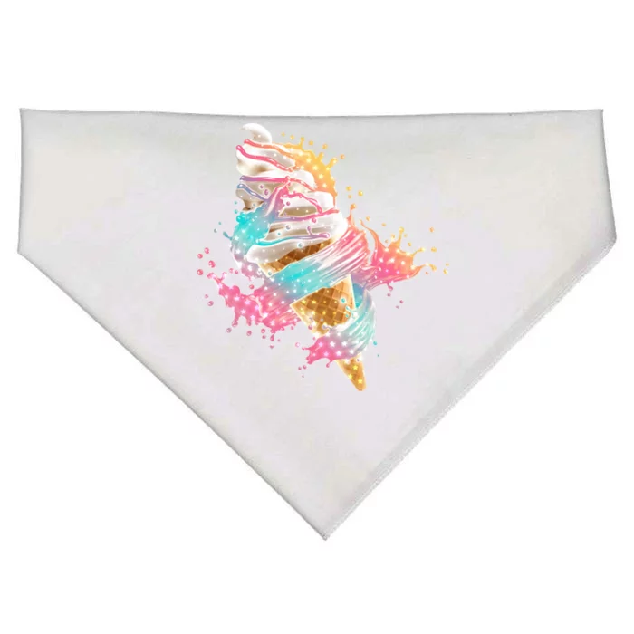 Fun Colorful Summer Time Vanilla Ice Cream USA-Made Doggie Bandana