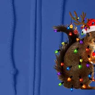 Funny Christmas Squirrel Lights Reindeer Christmas Costume Gift Full Zip Hoodie