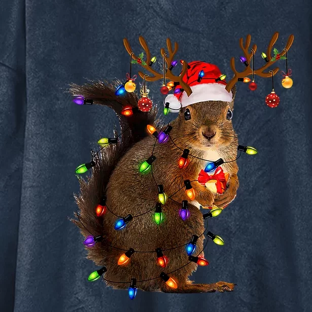 Funny Christmas Squirrel Lights Reindeer Christmas Costume Gift Hooded Wearable Blanket