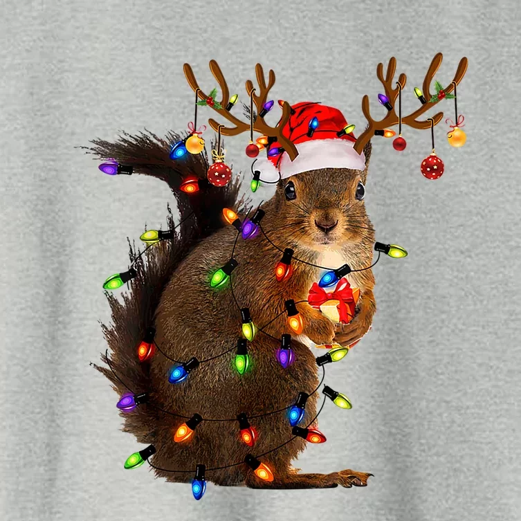 Funny Christmas Squirrel Lights Reindeer Christmas Costume Gift Women's Crop Top Tee