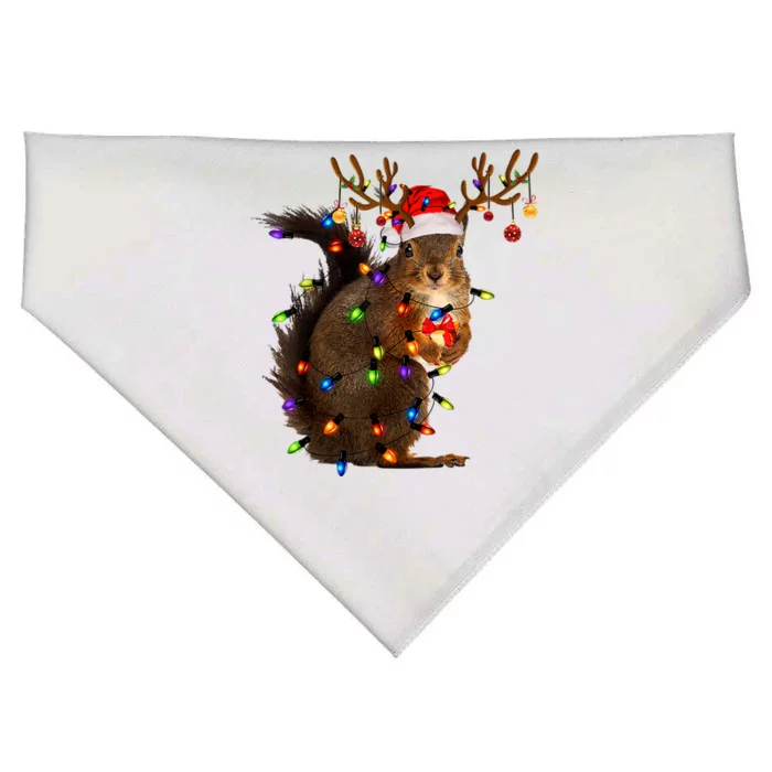 Funny Christmas Squirrel Lights Reindeer Christmas Costume Gift USA-Made Doggie Bandana