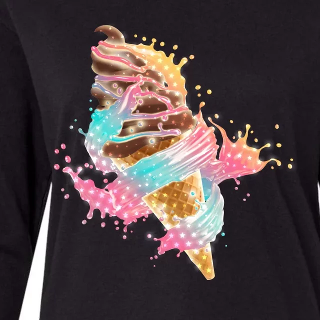 Fun Colorful Summer Time Chocolate Ice Cream Womens Cotton Relaxed Long Sleeve T-Shirt