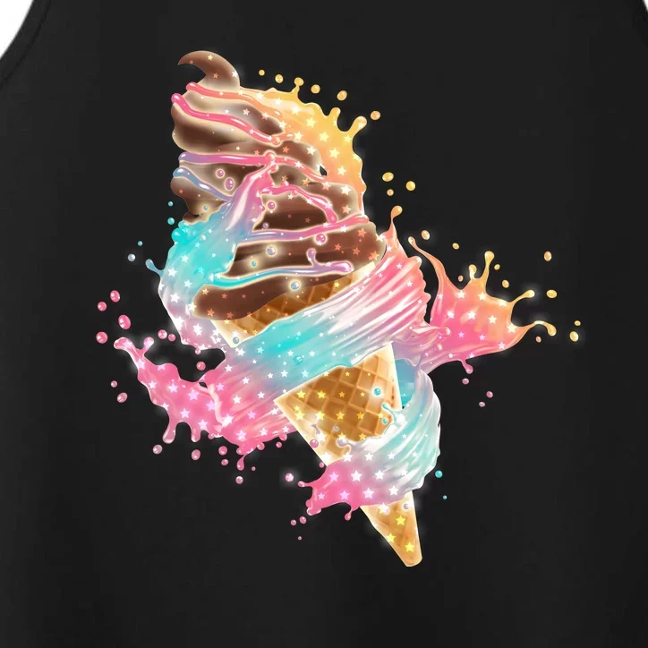 Fun Colorful Summer Time Chocolate Ice Cream Performance Tank