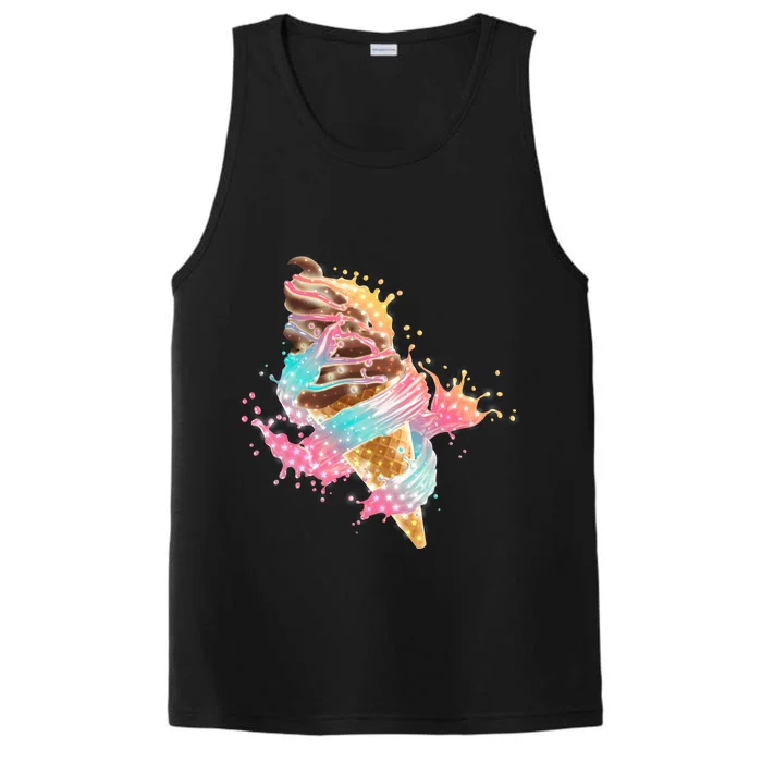 Fun Colorful Summer Time Chocolate Ice Cream Performance Tank