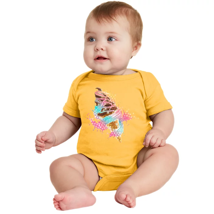 Fun Colorful Summer Time Chocolate Ice Cream Baby Bodysuit