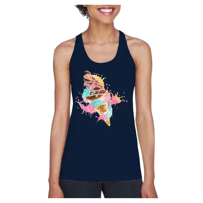 Fun Colorful Summer Time Chocolate Ice Cream Women's Racerback Tank