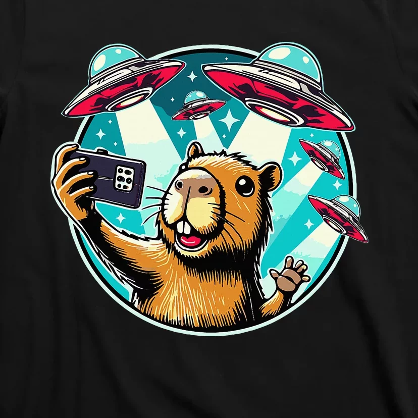 Funny Capybara Selfie With Ufos T-Shirt