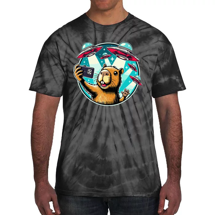 Funny Capybara Selfie With Ufos Tie-Dye T-Shirt