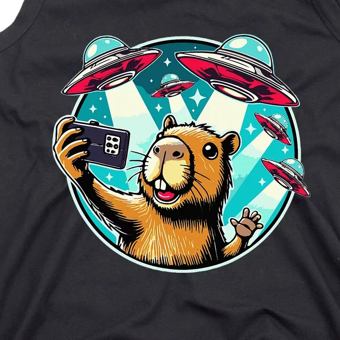 Funny Capybara Selfie With Ufos Tank Top