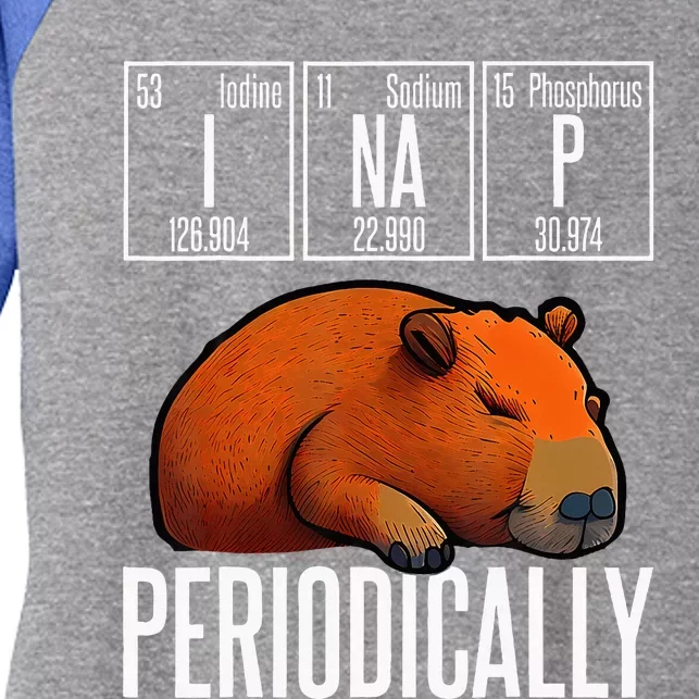 Funny Chemistry Science I Nap Periodically Capybara Lover Women's Tri-Blend 3/4-Sleeve Raglan Shirt