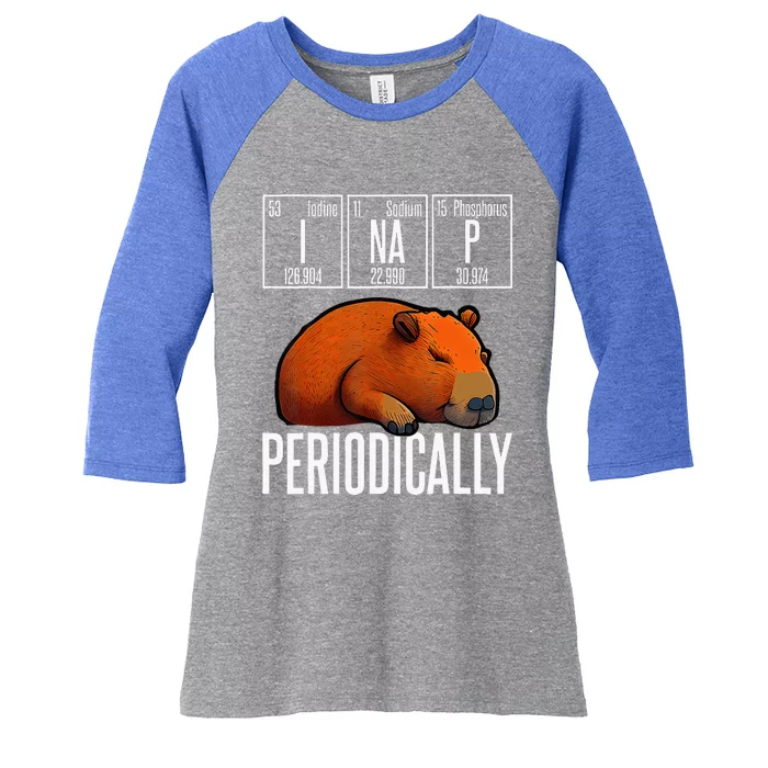 Funny Chemistry Science I Nap Periodically Capybara Lover Women's Tri-Blend 3/4-Sleeve Raglan Shirt