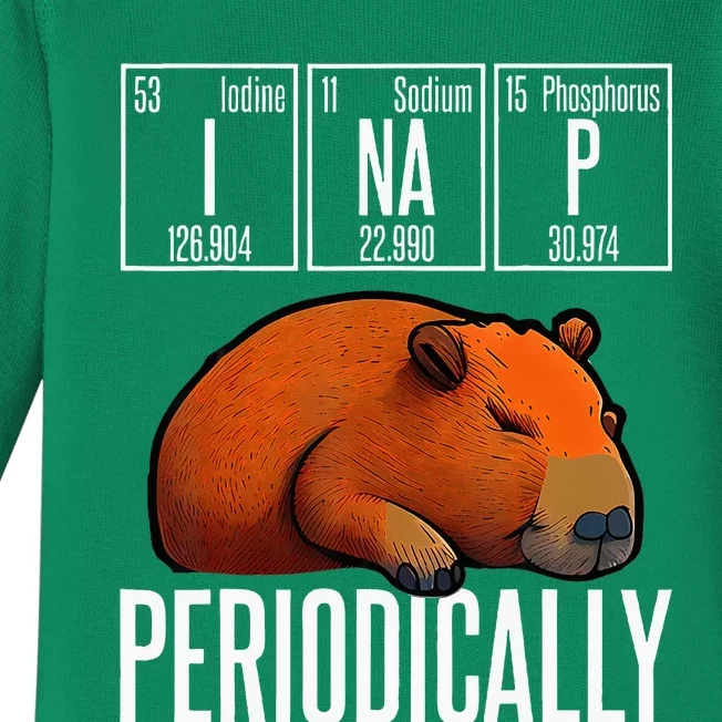 Funny Chemistry Science I Nap Periodically Capybara Lover Baby Long Sleeve Bodysuit