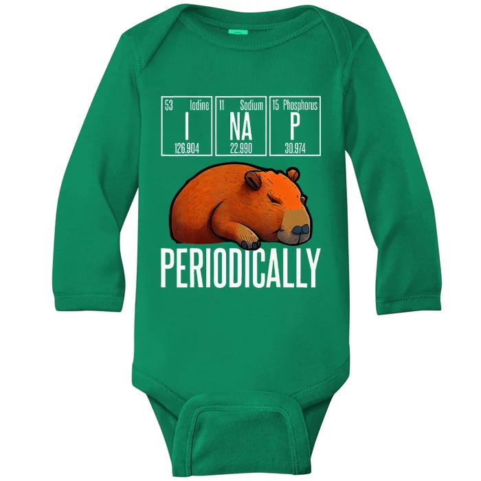 Funny Chemistry Science I Nap Periodically Capybara Lover Baby Long Sleeve Bodysuit