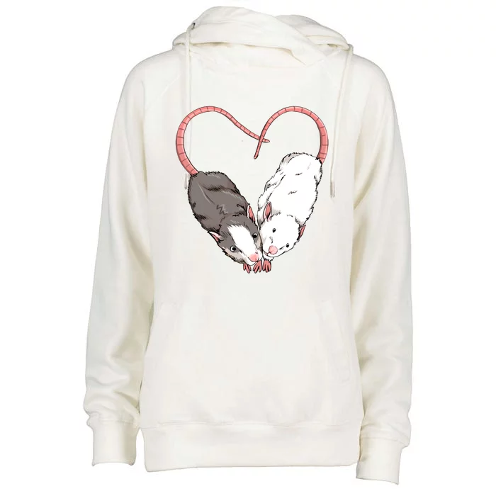 Funny Cute Small Rodent Pet Happy Heart Love Rat Lovers Gift Womens Funnel Neck Pullover Hood