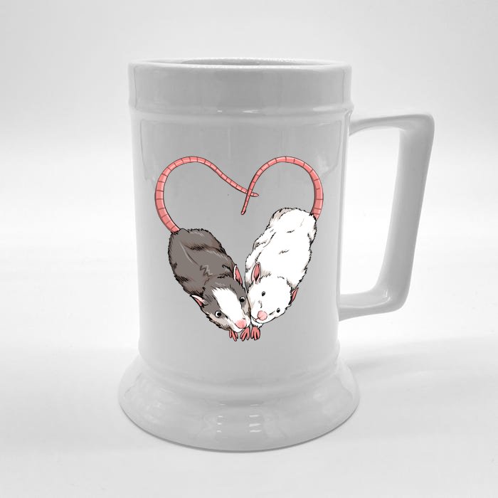 Funny Cute Small Rodent Pet Happy Heart Love Rat Lovers Gift Front & Back Beer Stein