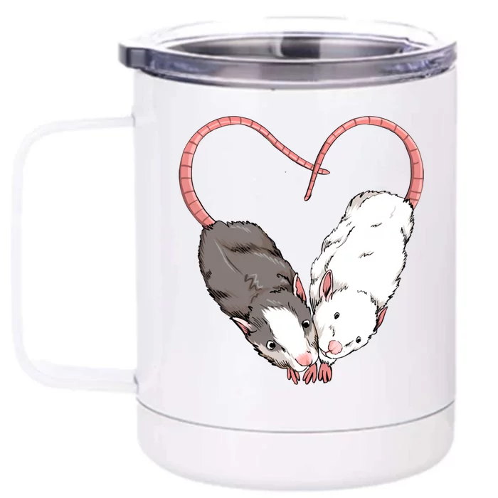 Funny Cute Small Rodent Pet Happy Heart Love Rat Lovers Gift Front & Back 12oz Stainless Steel Tumbler Cup