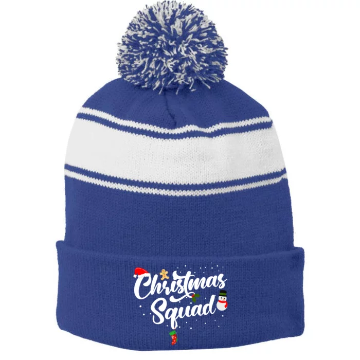 Family Christmas Squad Gift Stripe Pom Pom Beanie