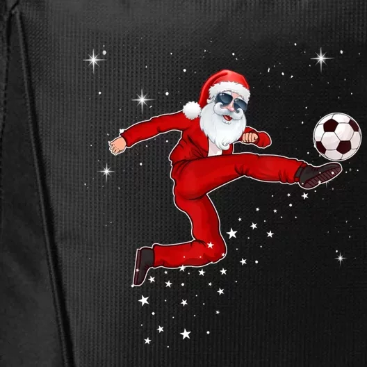 Funny Christmas Santa Soccer Playing Xmas Boys Sport Gift City Backpack