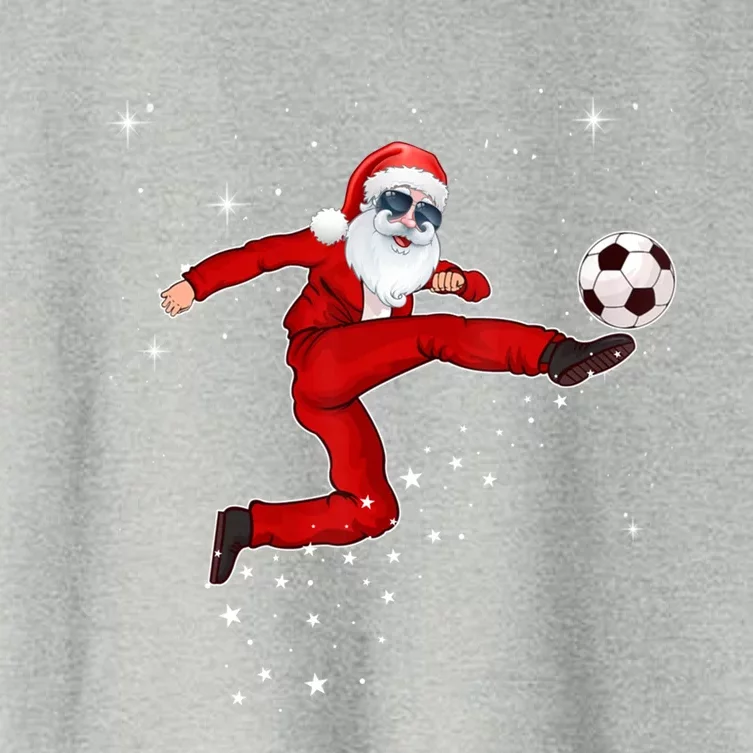 Funny Christmas Santa Soccer Playing Xmas Boys Sport Gift Women's Crop Top Tee