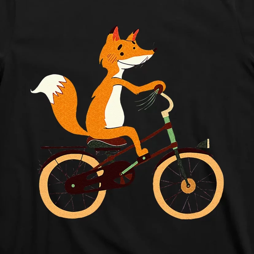 Funny Cycling S Fox On Bicycle Animal Lovers T-Shirt