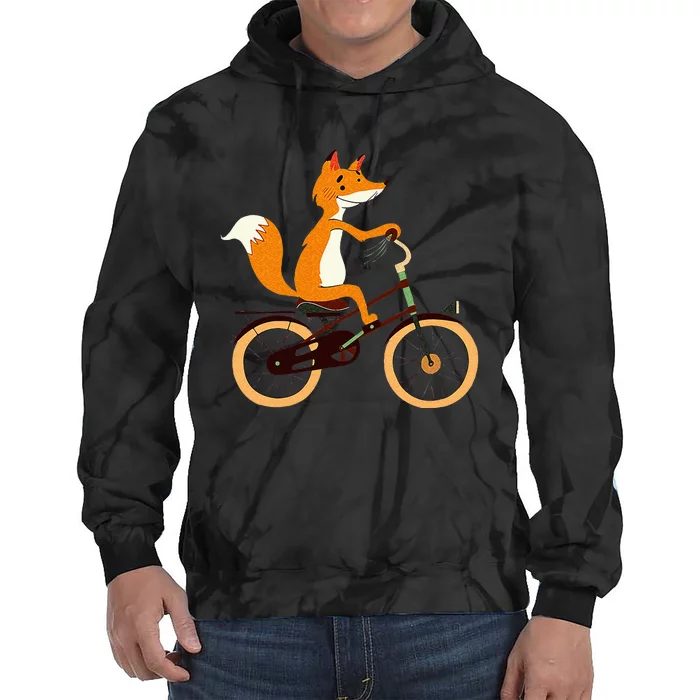 Funny Cycling S Fox On Bicycle Animal Lovers Tie Dye Hoodie