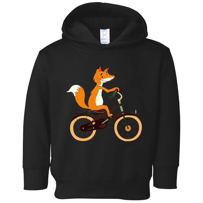 Funny Cycling S Fox On Bicycle Animal Lovers Toddler Hoodie