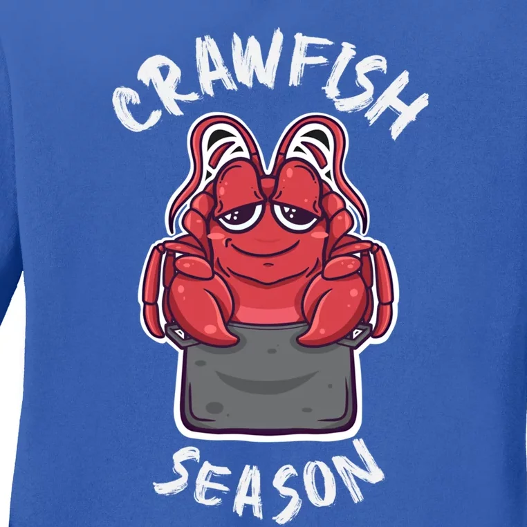 Funny Crawfish Season Kawaii Crawfish Boil Cajun Crayfish Funny Gift Ladies Long Sleeve Shirt