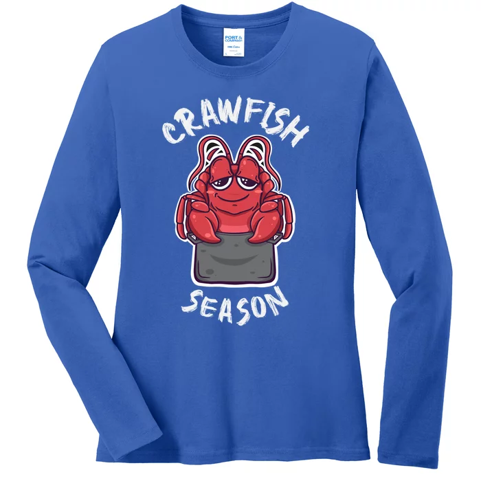 Funny Crawfish Season Kawaii Crawfish Boil Cajun Crayfish Funny Gift Ladies Long Sleeve Shirt