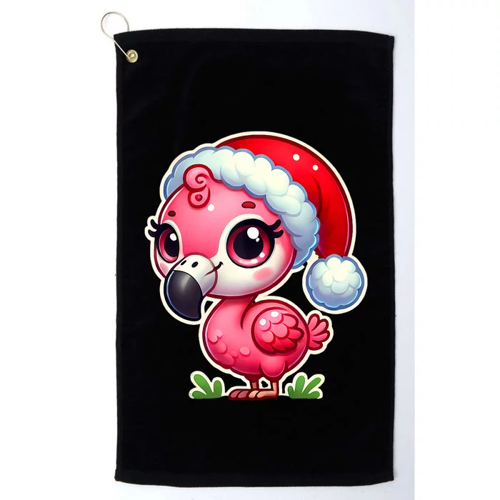 Flamingo Christmas Santa Claus Hat Xmas Holiday Tank Top Platinum Collection Golf Towel