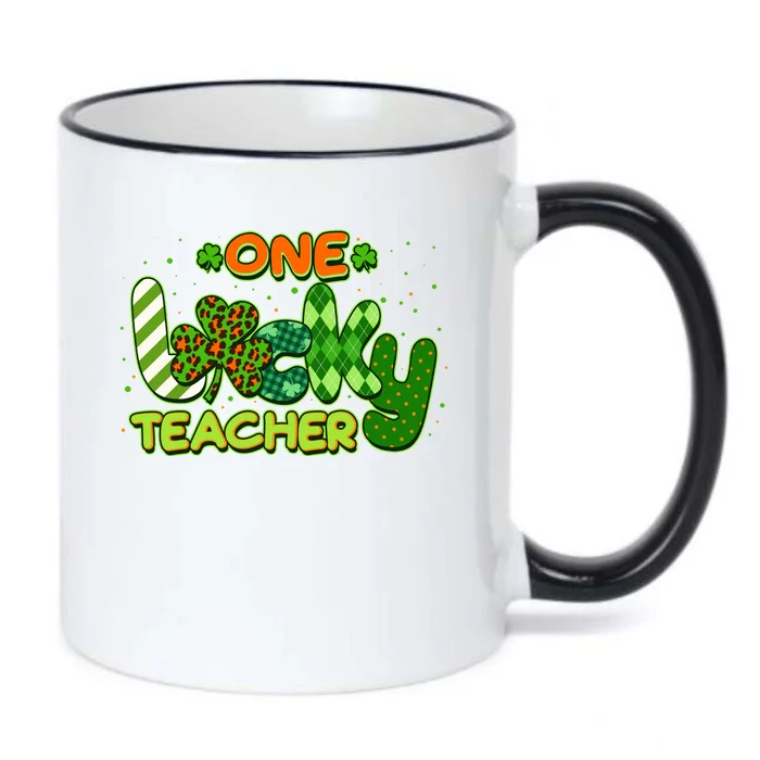 Funny Cute St Patrick's Day One Lucky Teacher Black Color Changing Mug