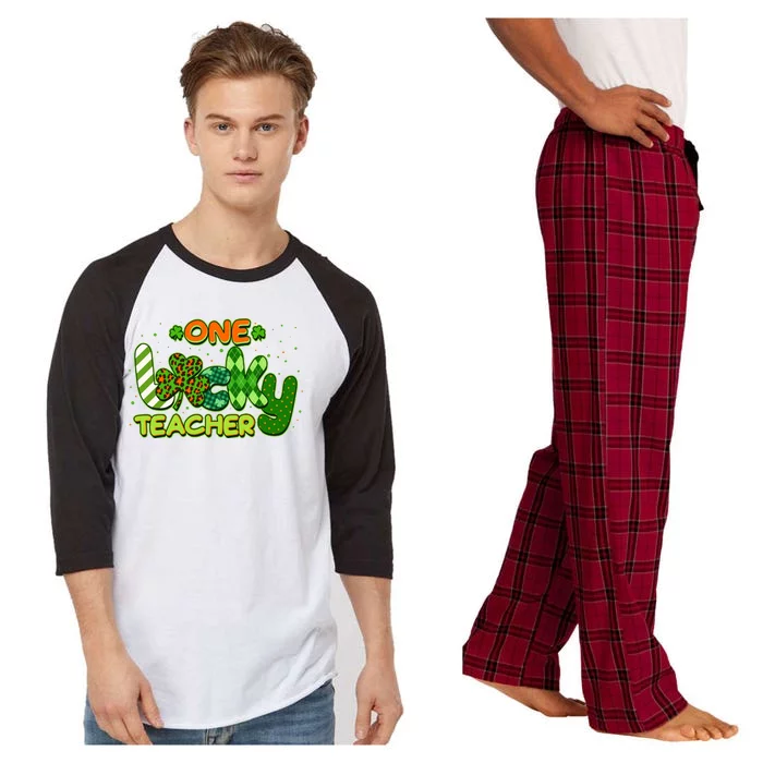 Funny Cute St Patrick's Day One Lucky Teacher Raglan Sleeve Pajama Set