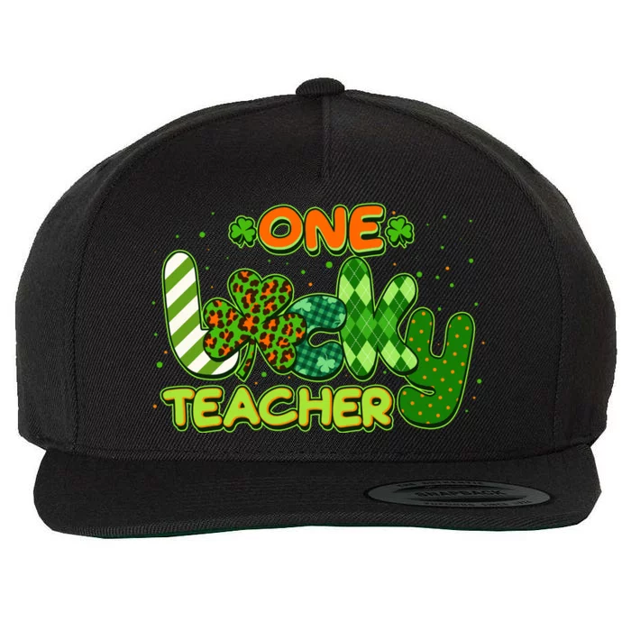 Funny Cute St Patrick's Day One Lucky Teacher Wool Snapback Cap