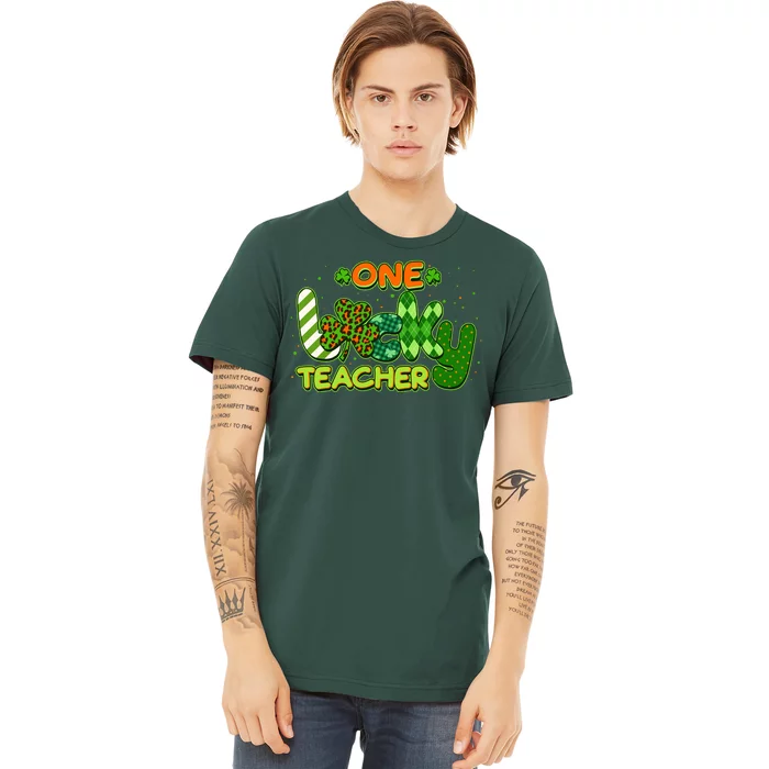 Funny Cute St Patrick's Day One Lucky Teacher Premium T-Shirt