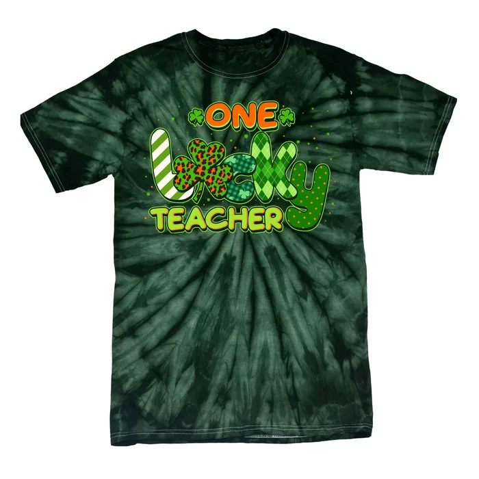 Funny Cute St Patrick's Day One Lucky Teacher Tie-Dye T-Shirt