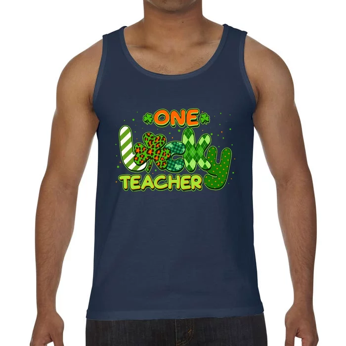 Funny Cute St Patrick's Day One Lucky Teacher Comfort Colors® Tank Top