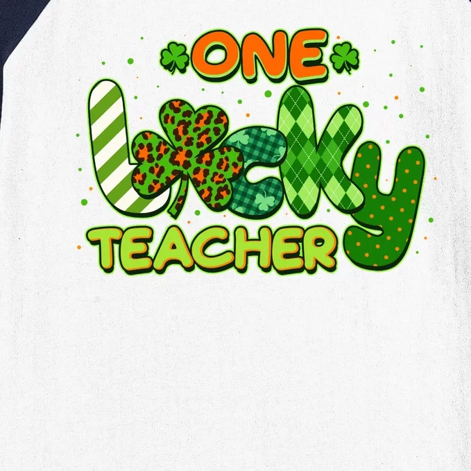 Funny Cute St Patrick's Day One Lucky Teacher Baseball Sleeve Shirt