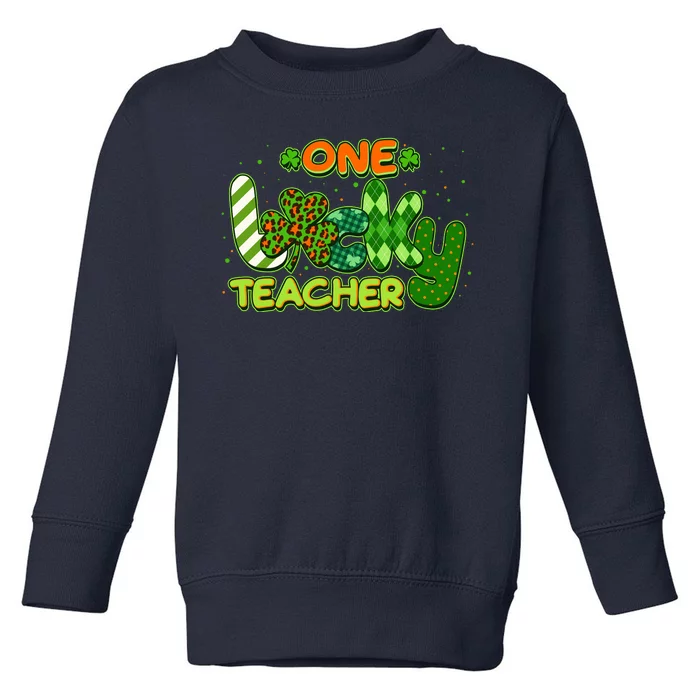 Funny Cute St Patrick's Day One Lucky Teacher Toddler Sweatshirt