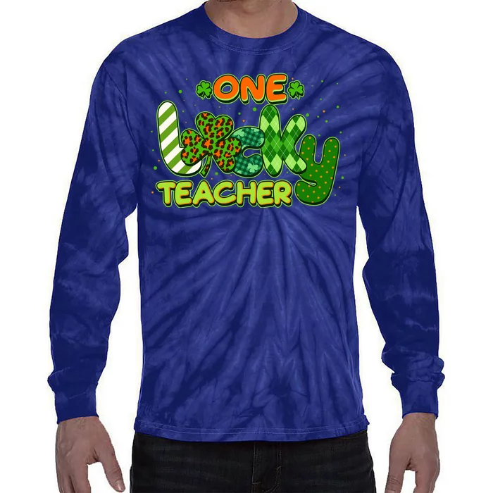 Funny Cute St Patrick's Day One Lucky Teacher Tie-Dye Long Sleeve Shirt