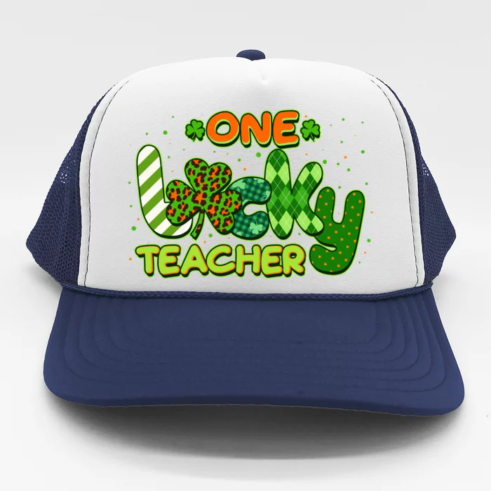 Funny Cute St Patrick's Day One Lucky Teacher Trucker Hat