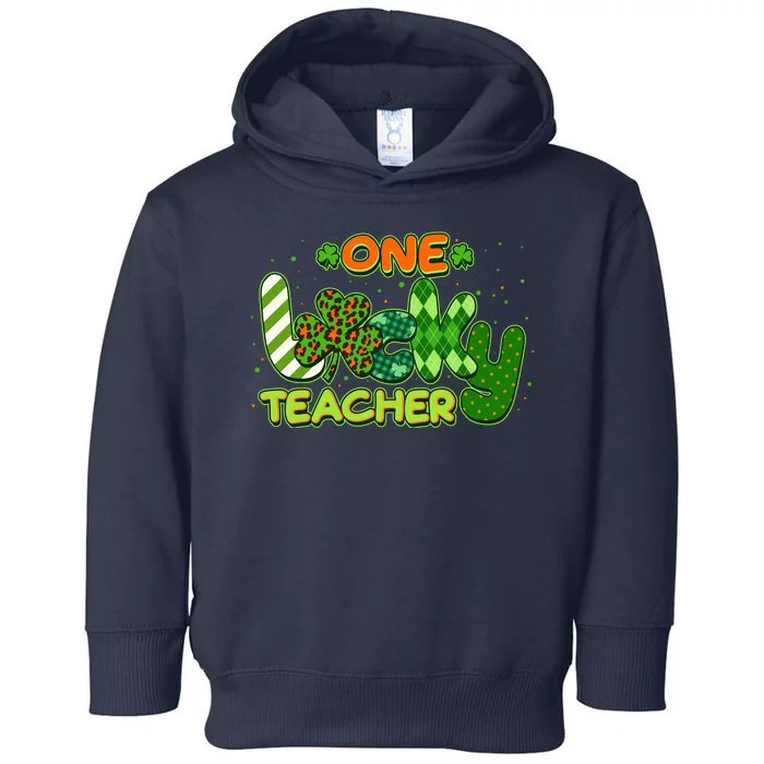 Funny Cute St Patrick's Day One Lucky Teacher Toddler Hoodie