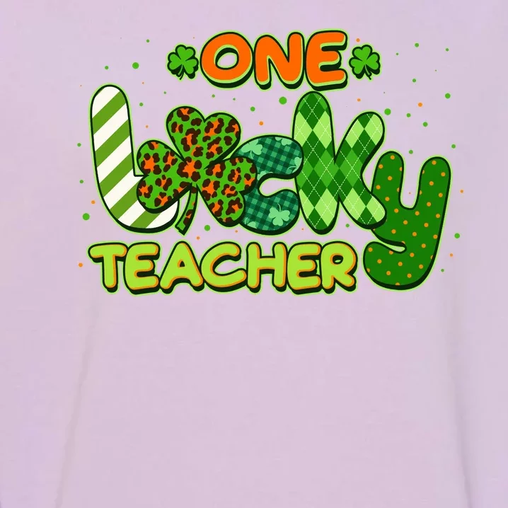 Funny Cute St Patrick's Day One Lucky Teacher Garment-Dyed Sweatshirt