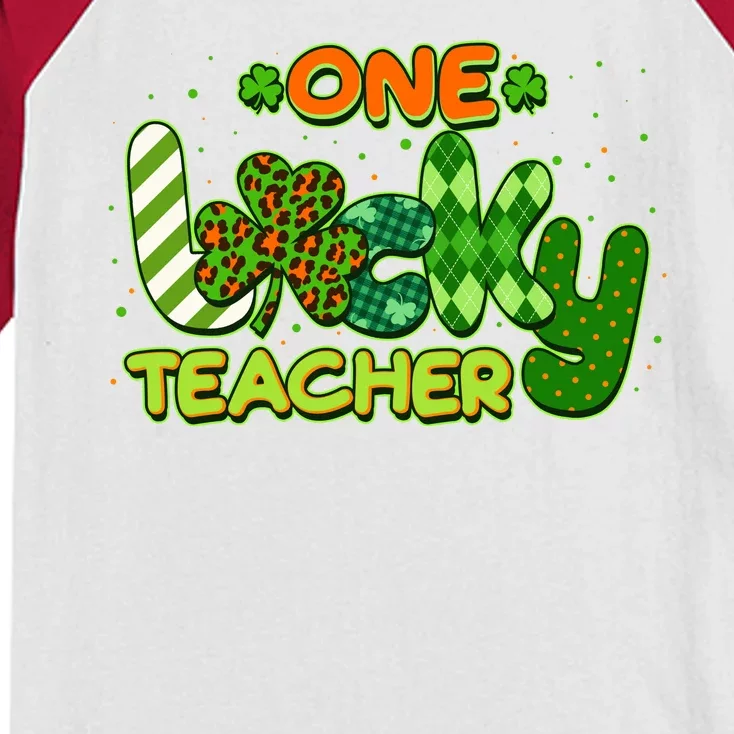 Funny Cute St Patrick's Day One Lucky Teacher Kids Colorblock Raglan Jersey