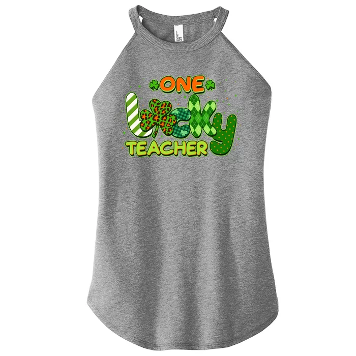 Funny Cute St Patrick's Day One Lucky Teacher Women’s Perfect Tri Rocker Tank